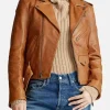 Asal Vision Brown Jackets | Biker Jackets | Womens Geniune Sheepskin Leather Biker Jacket Tan Brown