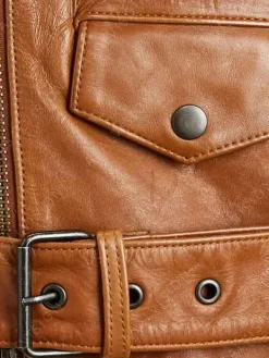 Asal Vision Brown Jackets | Biker Jackets | Womens Geniune Sheepskin Leather Biker Jacket Tan Brown