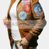 Asal Vision Brown Jackets | Leather Jackets | Womens Top Gun Patches Leather Jacket Brown