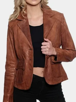 Asal Vision Blazers | Brown Jackets | Women’s Vintage Leather Blazer Jacket Brown