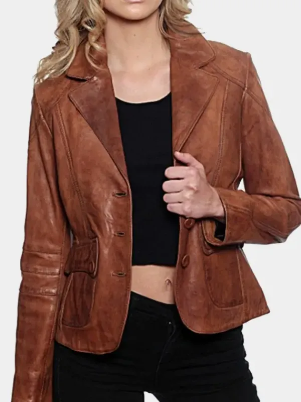 Asal Vision Blazers | Brown Jackets | Women’s Vintage Leather Blazer Jacket Brown