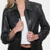 Asal Vision Black Jackets | Leather Jackets | Women’s Vintage Shirt Collar Leather Jacket Black