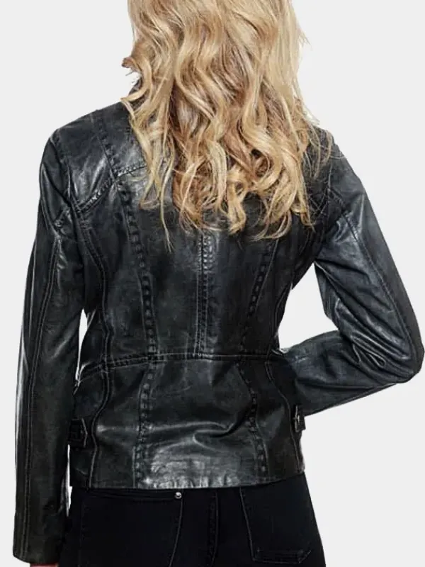Asal Vision Black Jackets | Leather Jackets | Women’s Vintage Shirt Collar Leather Jacket Black
