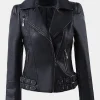 Asal Vision Black Jackets | Biker Jackets | Women’s Zip Up Moto Leather Jacket Black