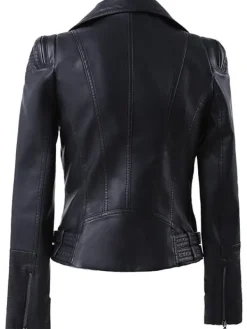 Asal Vision Black Jackets | Biker Jackets | Women’s Zip Up Moto Leather Jacket Black