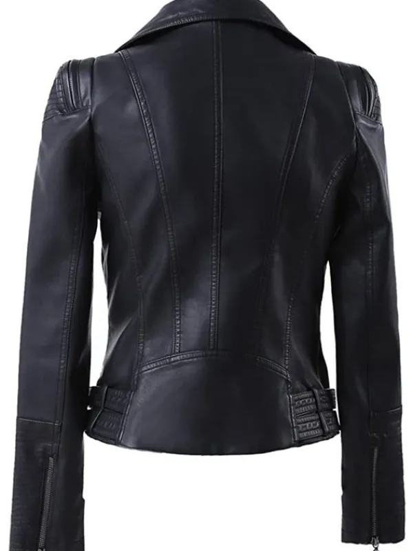 Asal Vision Black Jackets | Biker Jackets | Women’s Zip Up Moto Leather Jacket Black