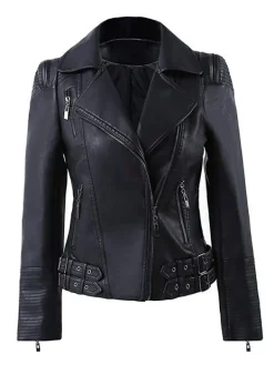 Asal Vision Black Jackets | Biker Jackets | Women’s Zip Up Motorcycle Leather Jacket Black