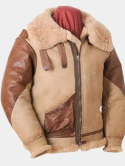 Asal Vision Brown Jackets | Leather Jackets | WWii Brown Flying B-3 Shearling Leather Jacket Brown And Beige