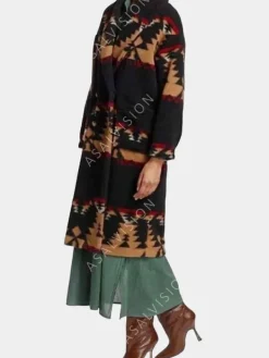 Asal Vision Women Coats | Yellowstone Beth Dutton Season 5 Coat Black Printed
