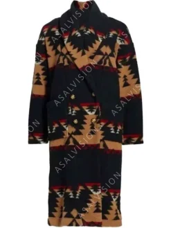 Asal Vision Women Coats | Yellowstone Beth Dutton Season 5 Coat Black Printed