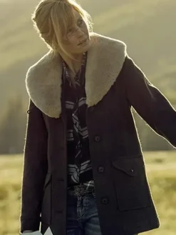 Asal Vision Women Coats | Yellowstone Kelly Reilly Shearling Coat Brown
