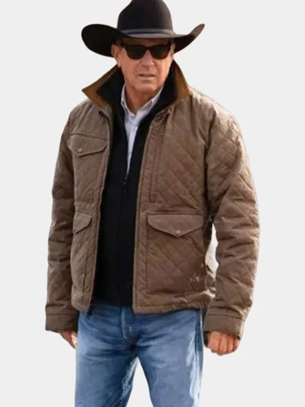Asal Vision Cotton Jackets | Yellowstone Kevin Costner Quilted Jacket Brown