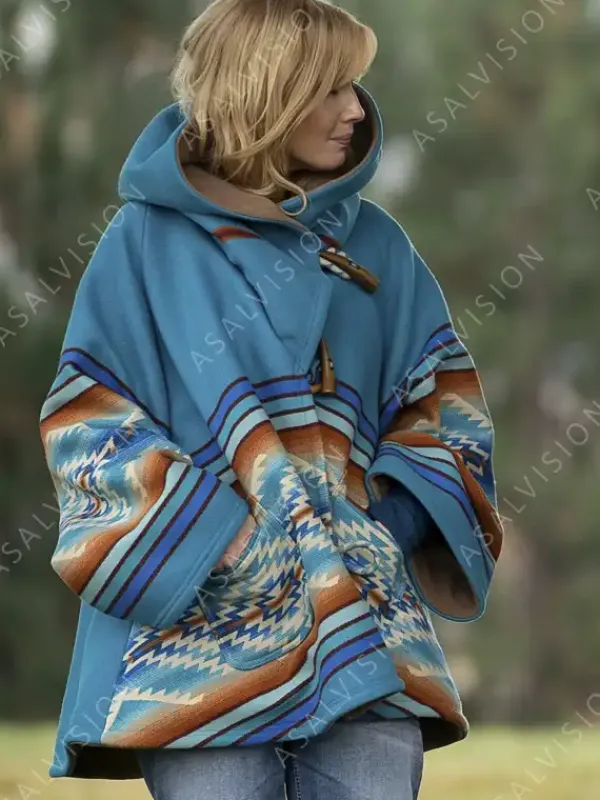 Asal Vision Women Coats | Yellowstone Season 3 Beth Dutton Poncho Blue