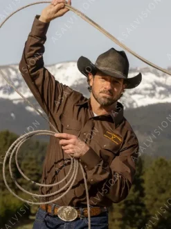 Asal Vision Cotton Jackets | Yellowstone Season 5 Dutton Ranch Shirt Brown