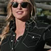 Asal Vision Denim Jackets | Yellowstone Season 4 Hassie Harrison Denim Shirt Black
