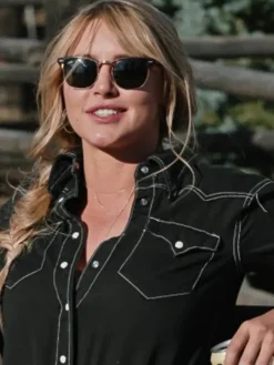 Asal Vision Denim Jackets | Yellowstone Season 4 Hassie Harrison Denim Shirt Black