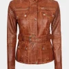 Asal Vision Brown Jackets | Biker Jackets | Zayla Belted Leather Biker Jacket Waxed Brown