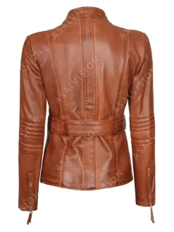 Asal Vision Brown Jackets | Biker Jackets | Zayla Belted Leather Biker Jacket Waxed Brown