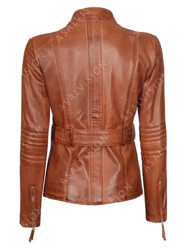 Asal Vision Brown Jackets | Biker Jackets | Zayla Belted Leather Biker Jacket Waxed Brown