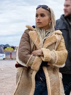 Asal Vision Women Coats | Zoe Kravitz Kin Milly Shearling Leather Coat Tan Brown