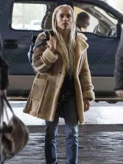 Asal Vision Women Coats | Zoe Kravitz Kin Milly Shearling Leather Coat Tan Brown
